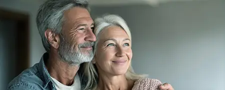 Älteres Paar blickt in die Zukunft